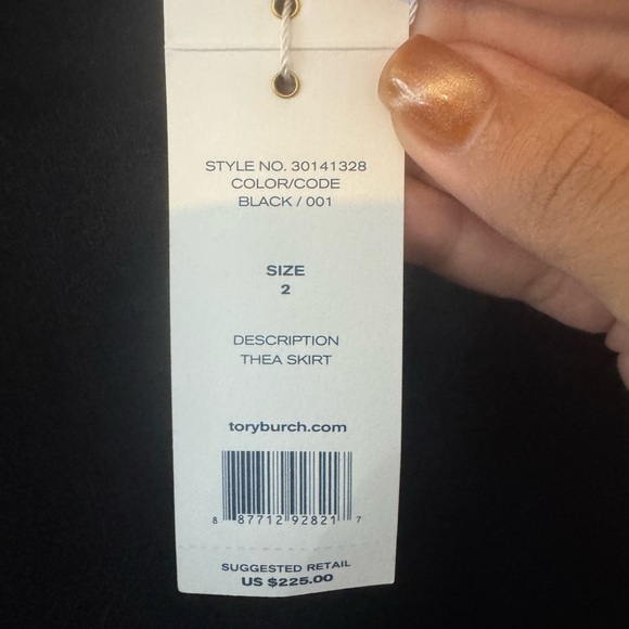 Tory Burch Thea 100% Wool Skirt Size 2 NWT | Black A-Line Mini Skirt - Picture 6 of 8